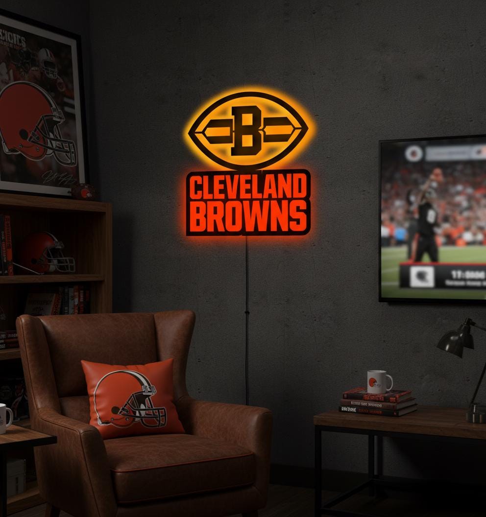 Cleveland Browns Wall Art - NFL Football Team Logo Game Room Decor