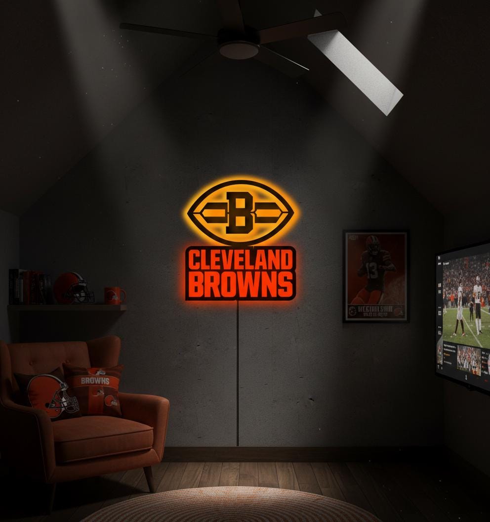 Cleveland Browns Wall Art - NFL Football Team Logo Game Room Decor