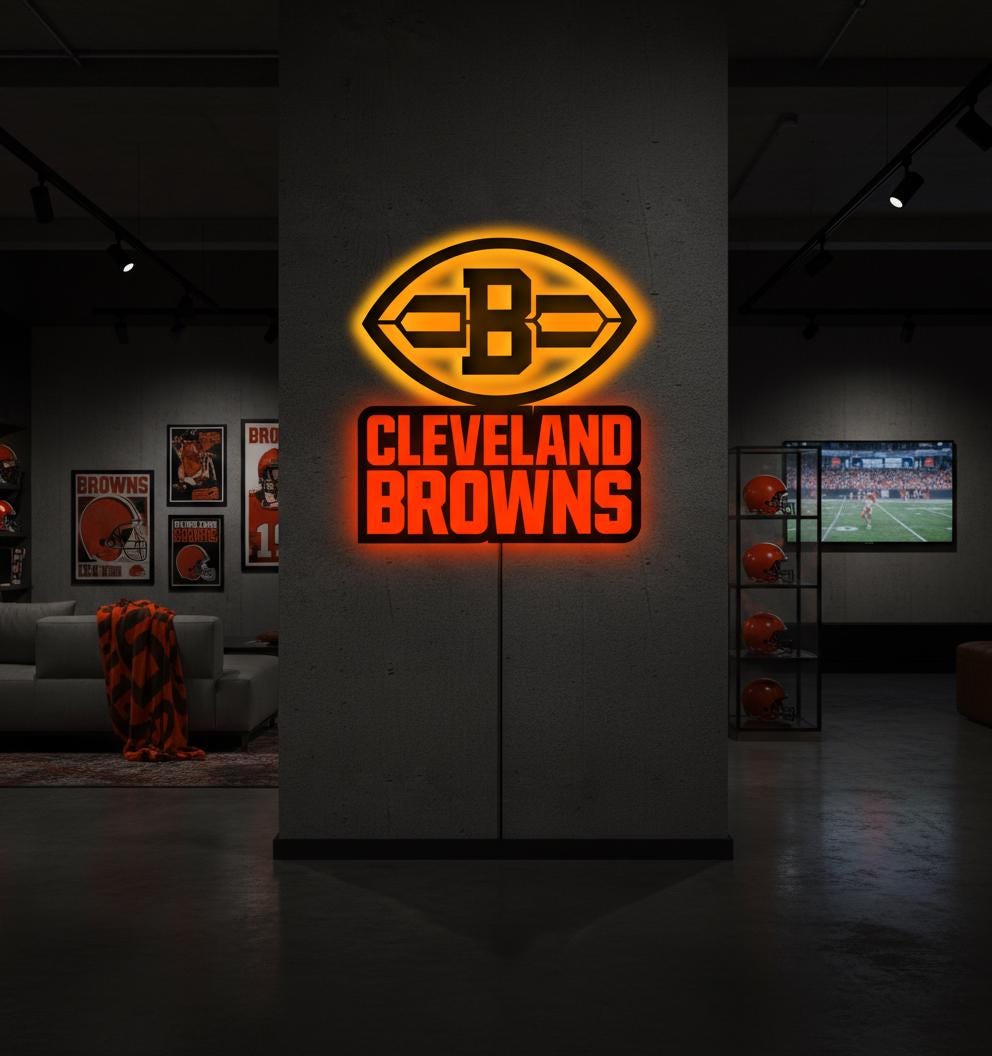 Cleveland Browns Wall Art - NFL Football Team Logo Game Room Decor