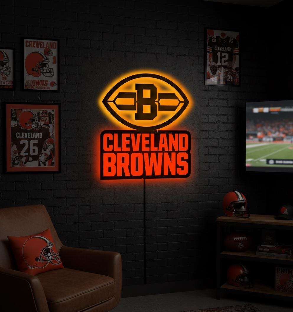 Cleveland Browns Wall Art - NFL Football Team Logo Game Room Decor