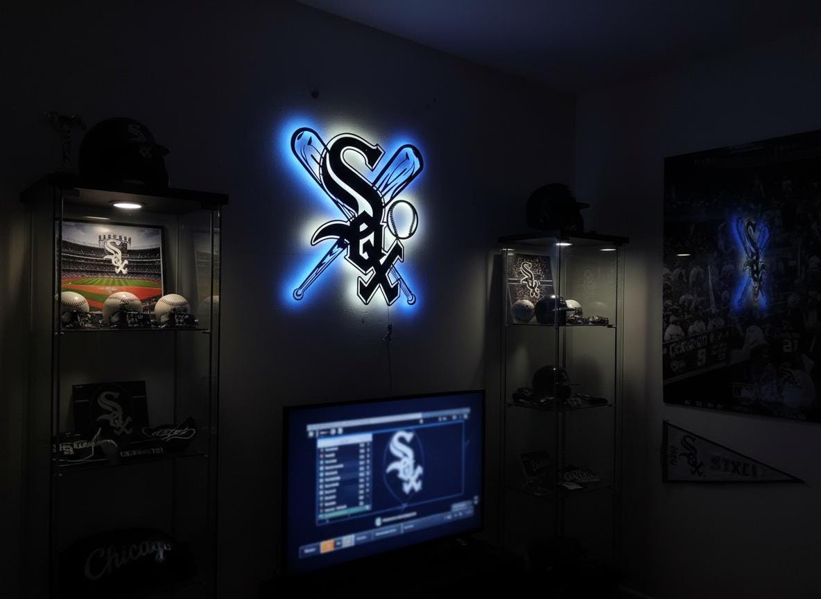 Chicago White Sox Wall Art - Baseball Team Logo Decor Game Room Sign