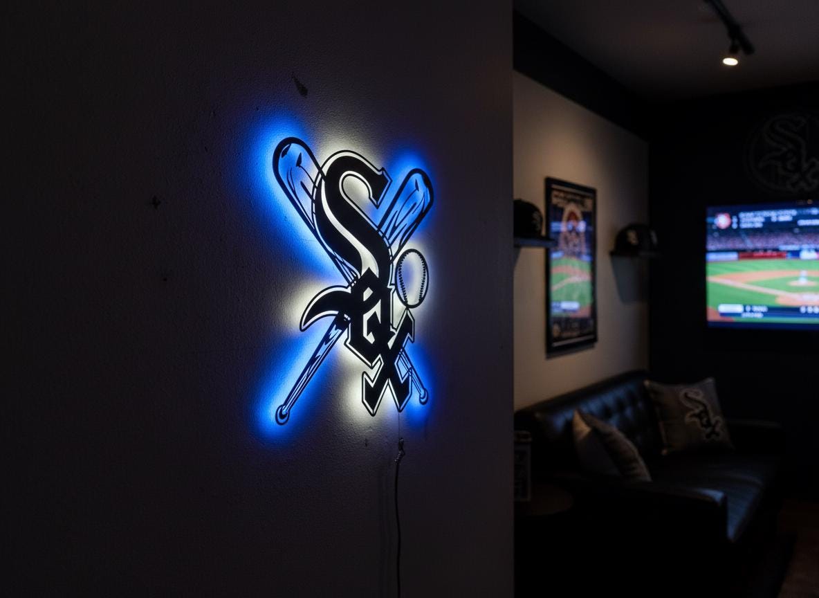 Chicago White Sox Wall Art - Baseball Team Logo Decor Game Room Sign