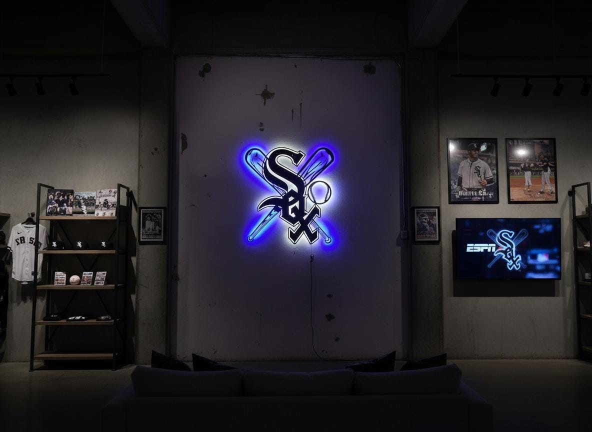Chicago White Sox Wall Art - Baseball Team Logo Decor Game Room Sign