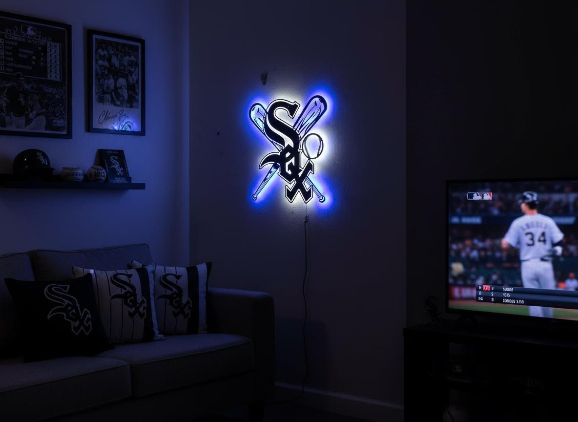 Chicago White Sox Wall Art - Baseball Team Logo Decor Game Room Sign