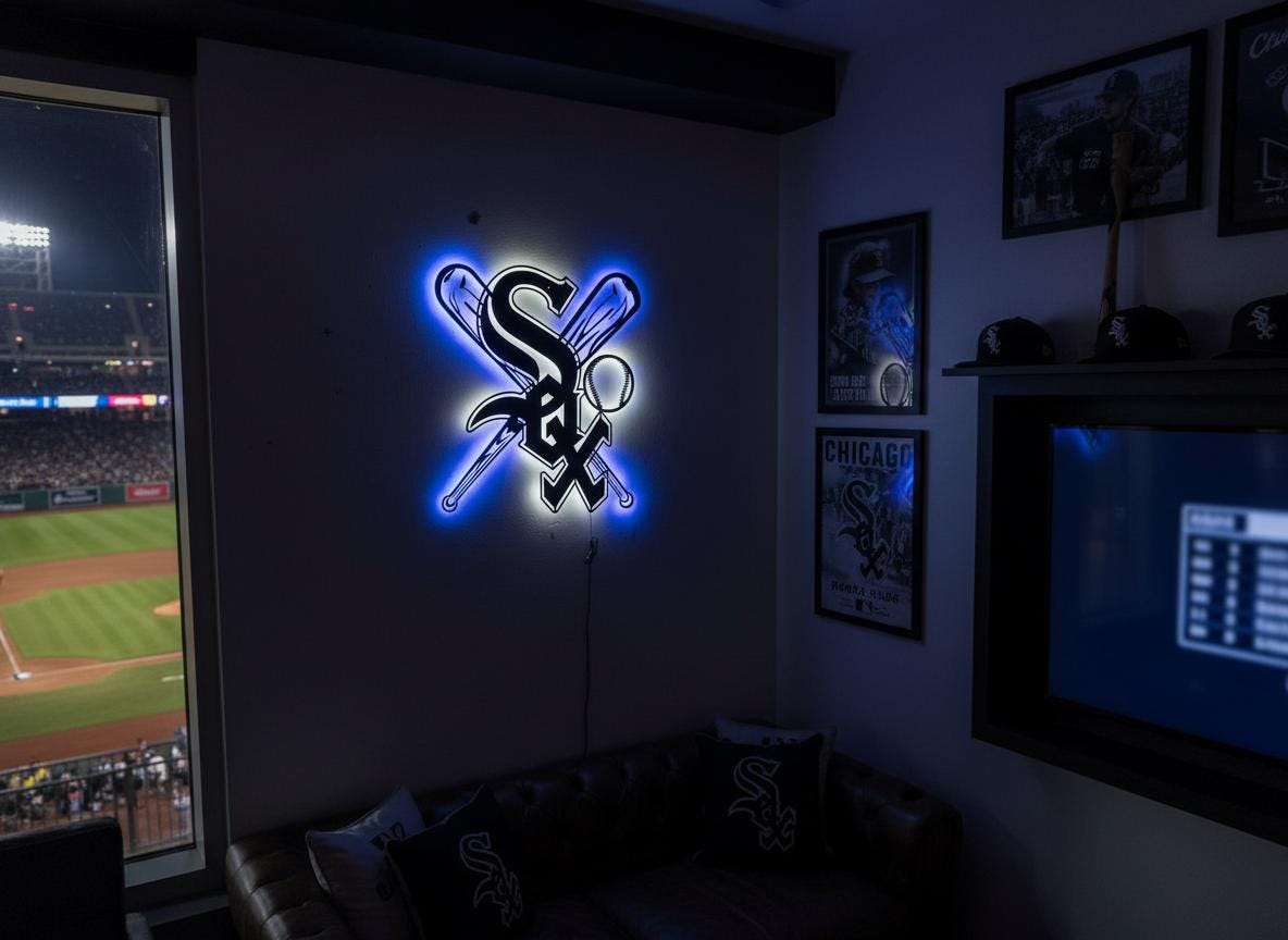 Chicago White Sox Wall Art - Baseball Team Logo Decor Game Room Sign