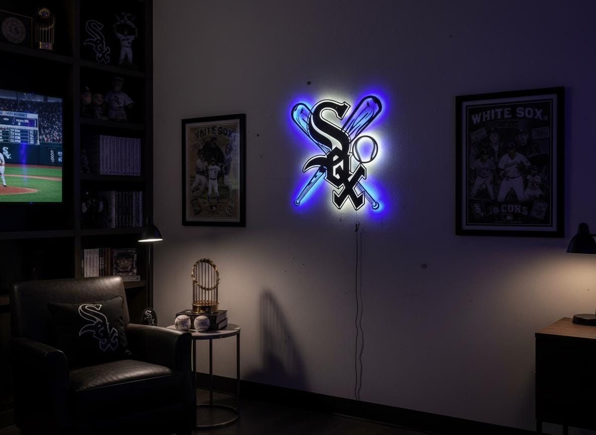 Chicago White Sox Wall Art - Baseball Team Logo Decor Game Room Sign