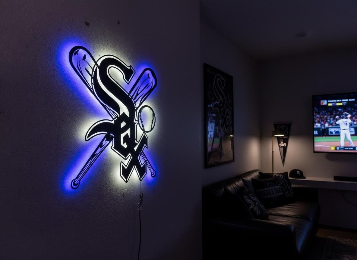 Chicago White Sox Wall Art - Baseball Team Logo Decor Game Room Sign