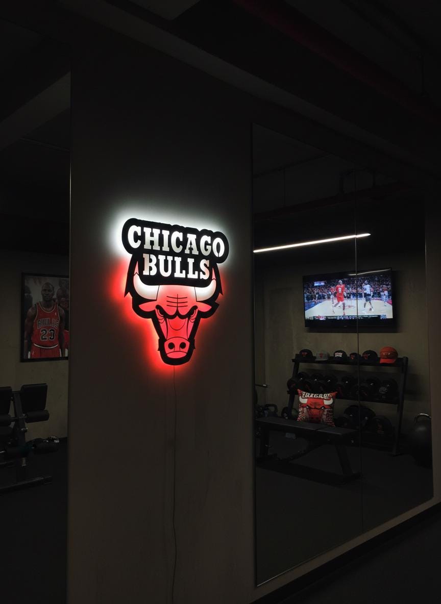 Chicago Bulls Wall Art - Iconic Logo Game Room Decor for Basketball Fans