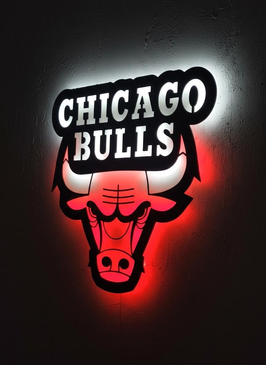 Chicago Bulls Wall Art - Iconic Logo Game Room Decor for Basketball Fans