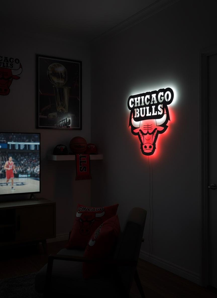 Chicago Bulls Wall Art - Iconic Logo Game Room Decor for Basketball Fans