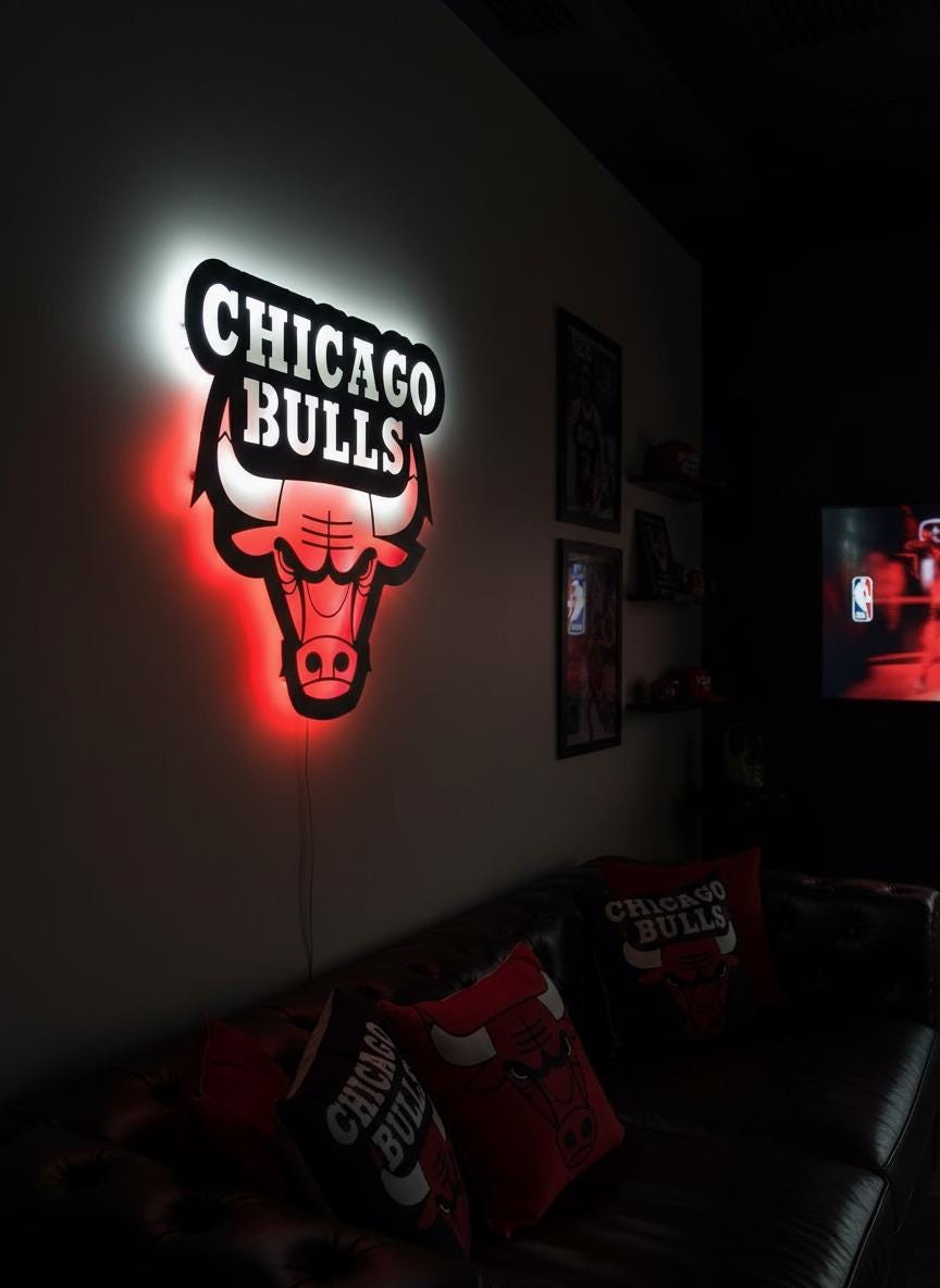 Chicago Bulls Wall Art - Iconic Logo Game Room Decor for Basketball Fans