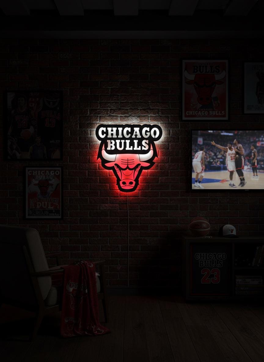 Chicago Bulls Wall Art - Iconic Logo Game Room Decor for Basketball Fans