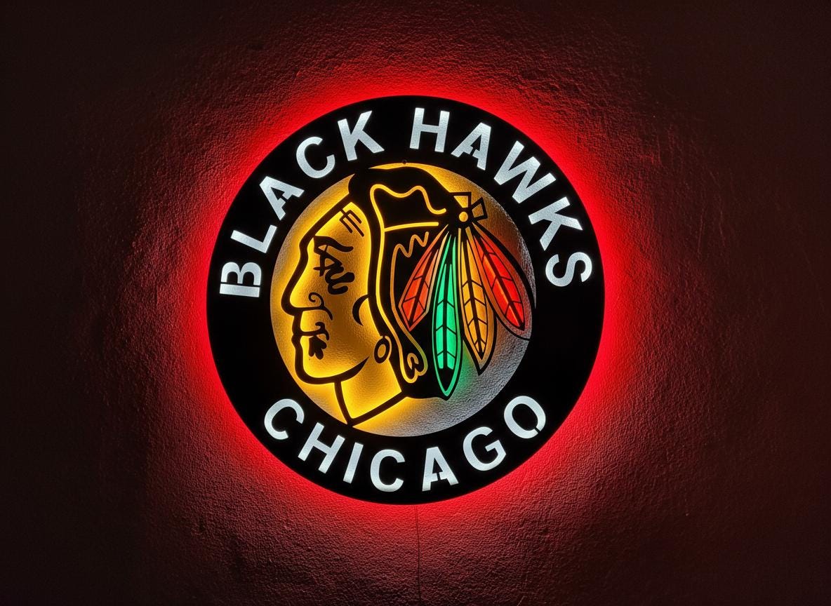 Chicago Blackhawks Wall Art - Team Logo NHL Hockey Game Room Decor