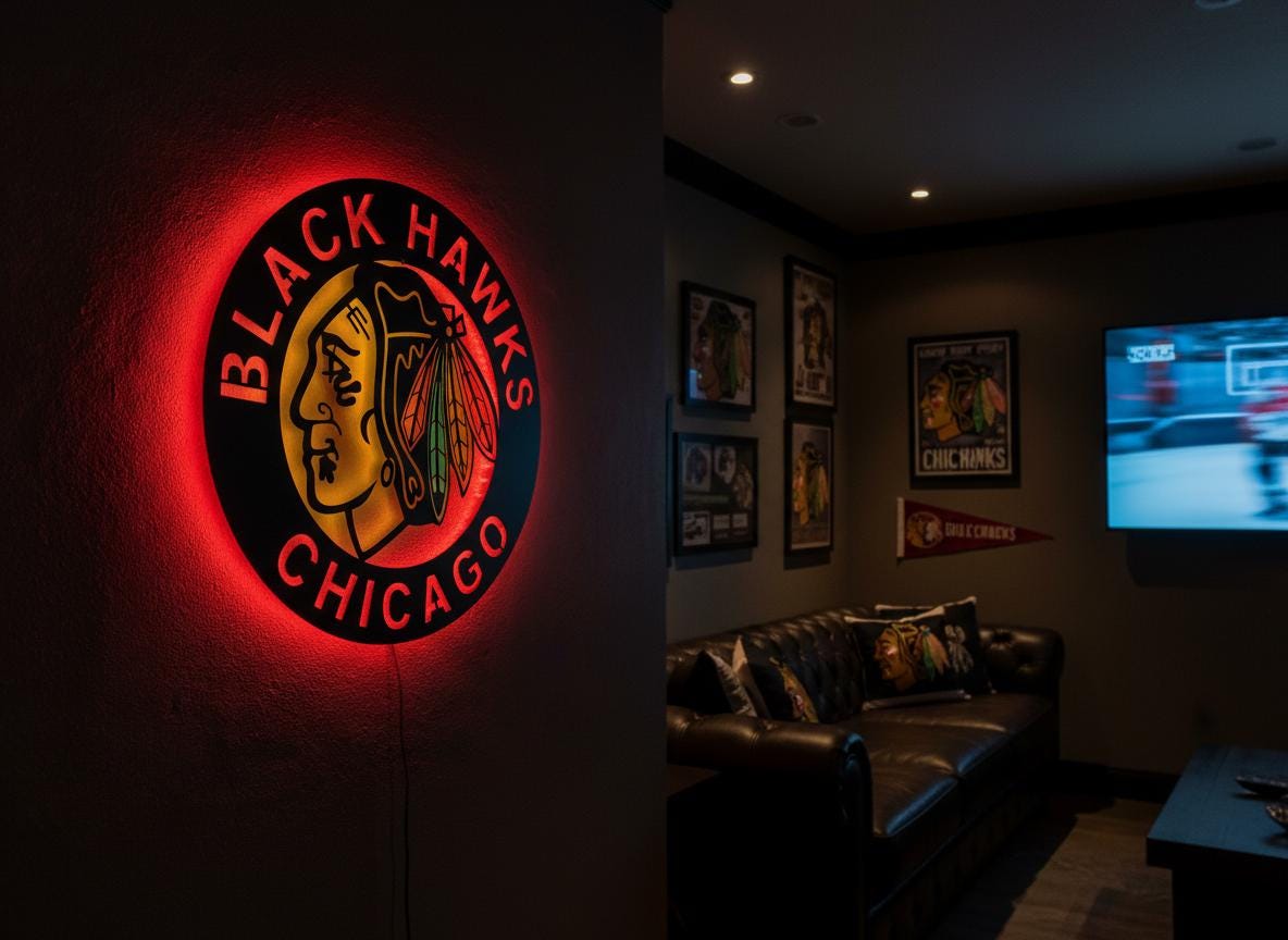 Chicago Blackhawks Wall Art - Team Logo NHL Hockey Game Room Decor