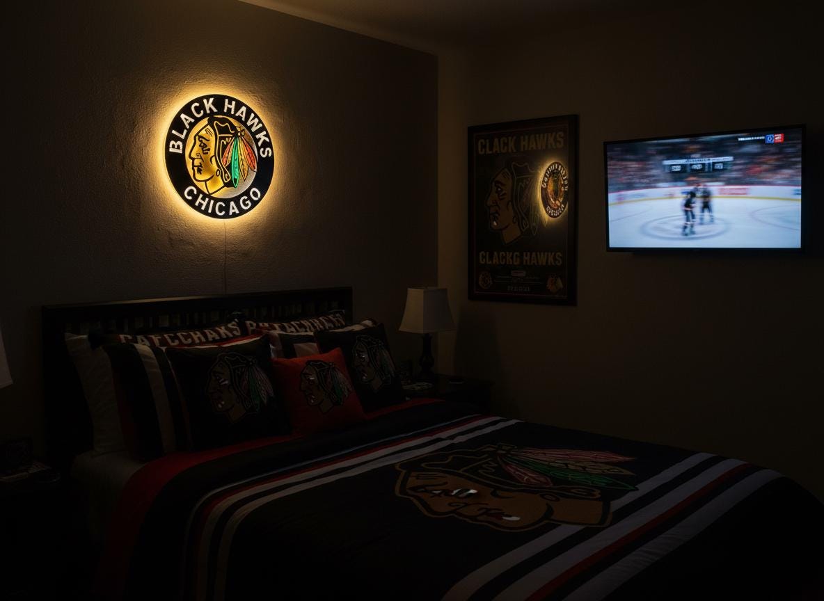 Chicago Blackhawks Wall Art - Team Logo NHL Hockey Game Room Decor