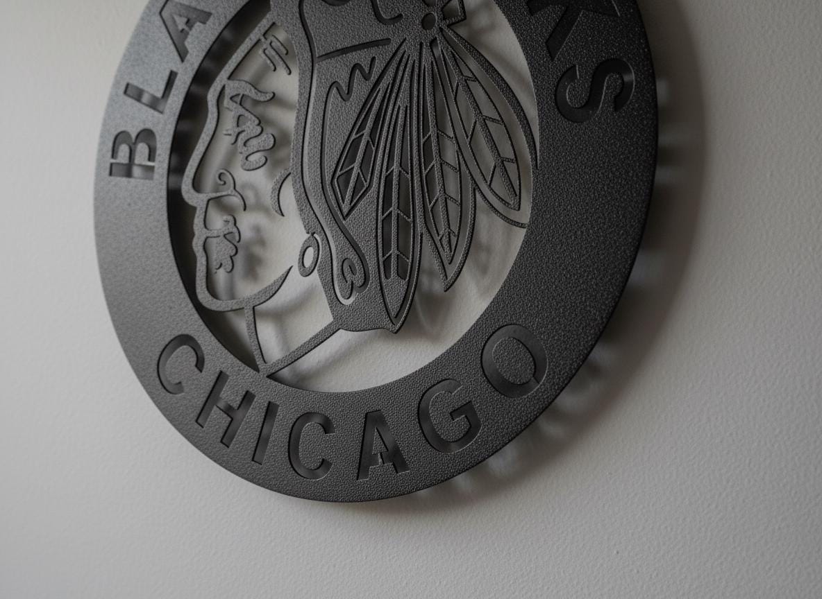 Chicago Blackhawks Wall Art - Team Logo NHL Hockey Game Room Decor