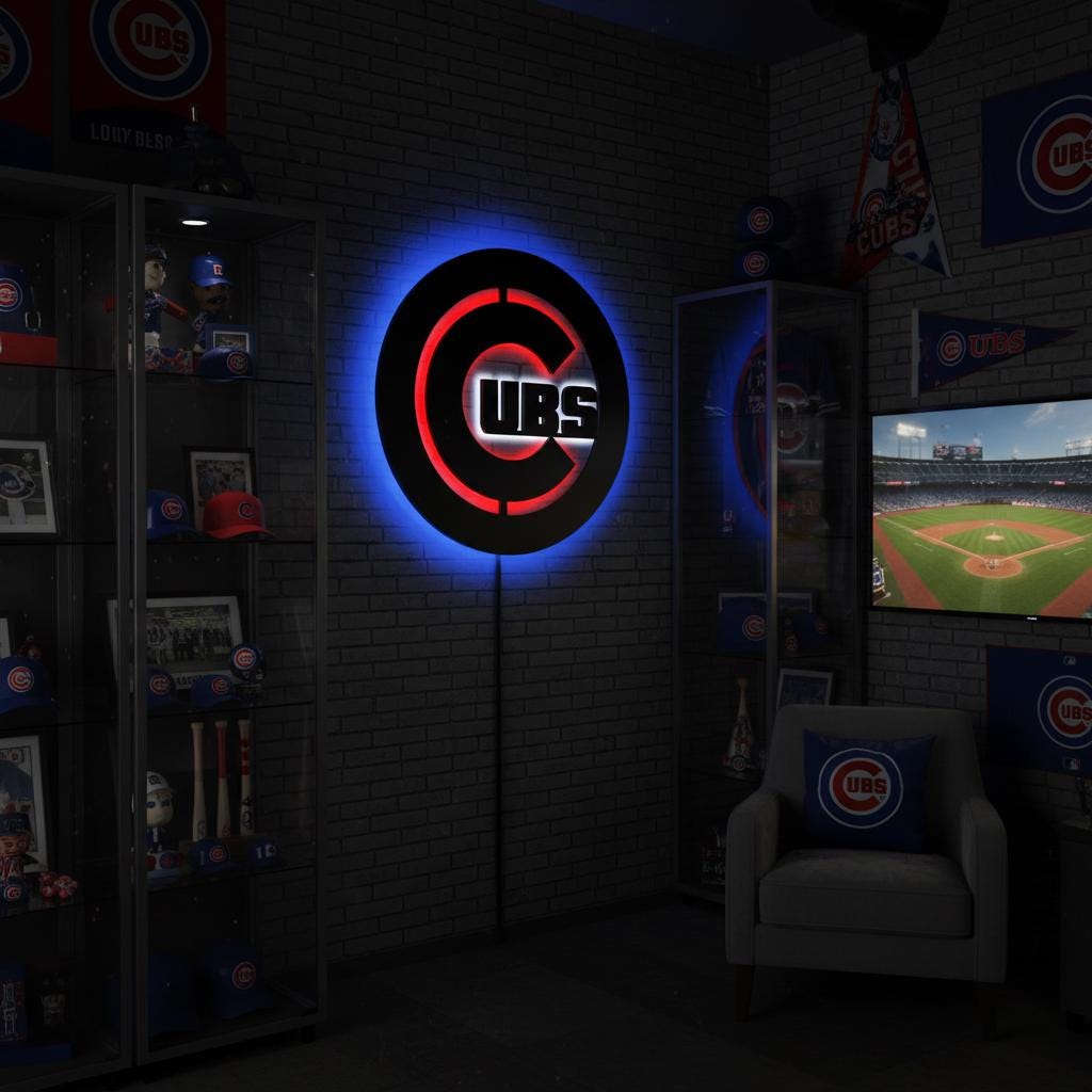 Chicago Cubs Wall Art - Wrigleyville Team Logo Baseball Fan Decor