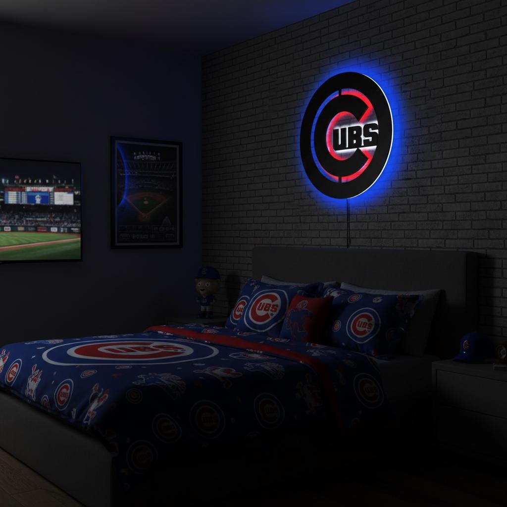 Chicago Cubs Wall Art - Wrigleyville Team Logo Baseball Fan Decor