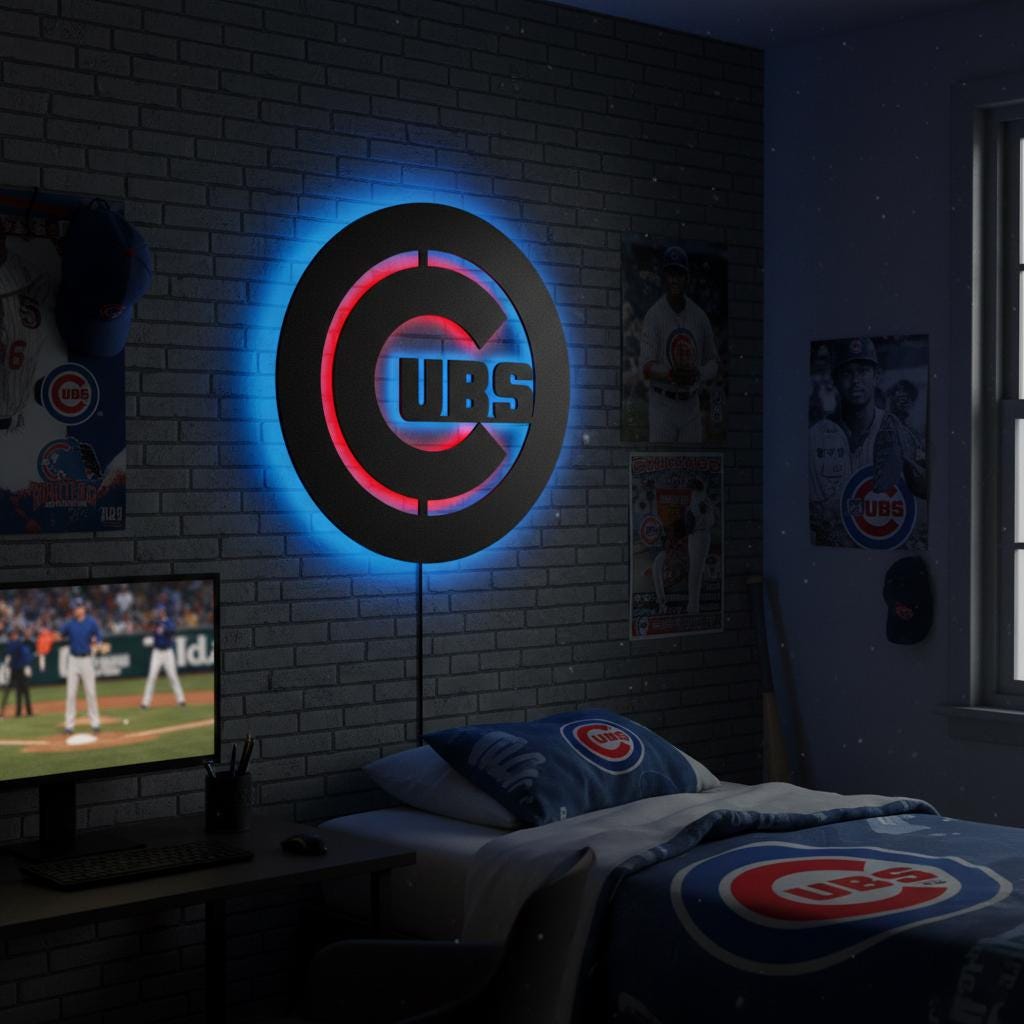 Chicago Cubs Wall Art - Wrigleyville Team Logo Baseball Fan Decor