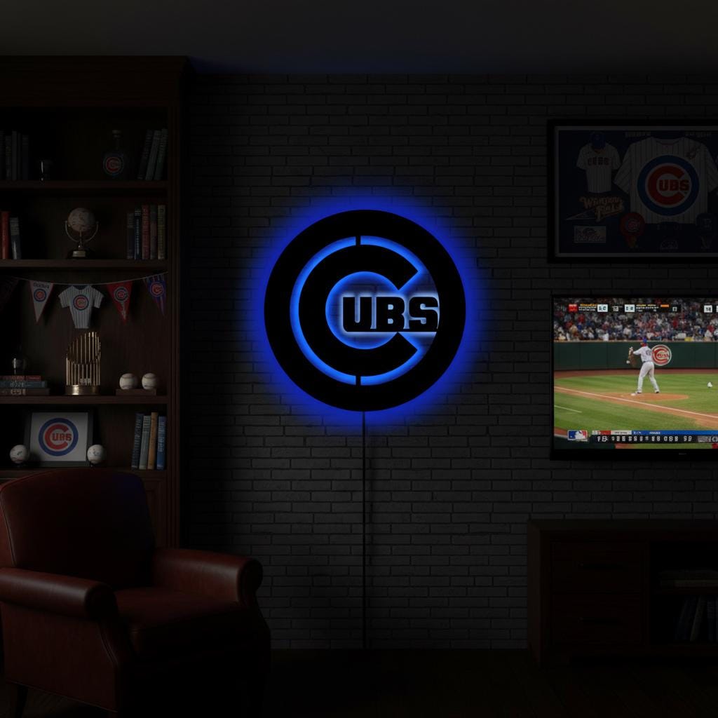 Chicago Cubs Wall Art - Wrigleyville Team Logo Baseball Fan Decor