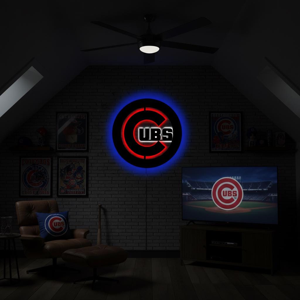 Chicago Cubs Wall Art - Wrigleyville Team Logo Baseball Fan Decor