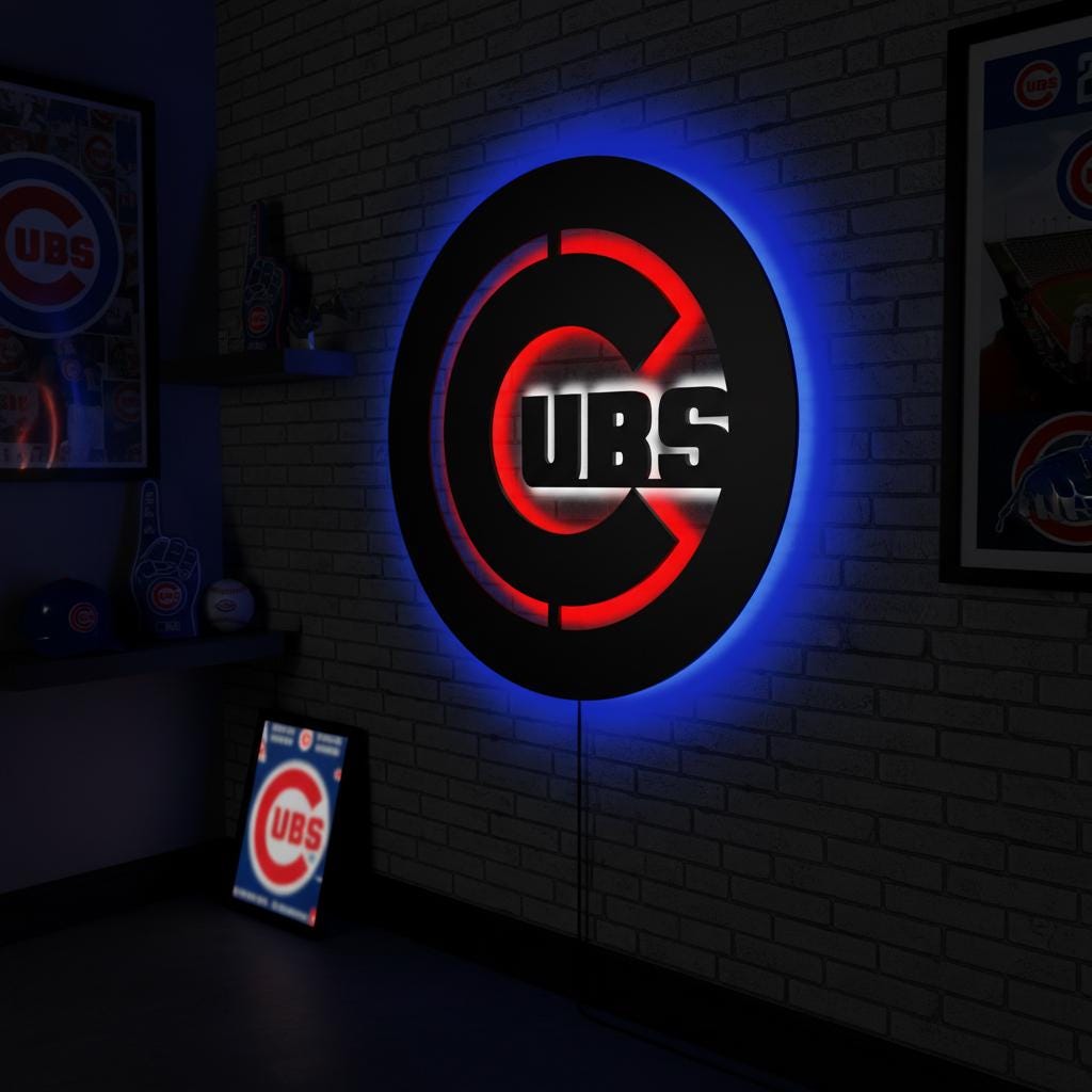 Chicago Cubs Wall Art - Wrigleyville Team Logo Baseball Fan Decor