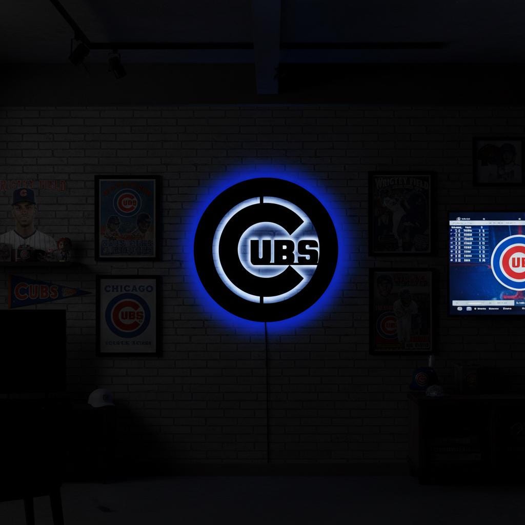 Chicago Cubs Wall Art - Wrigleyville Team Logo Baseball Fan Decor