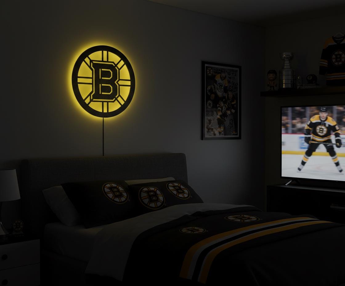 Boston Bruins Wall Art - Team Logo NHL Hockey Decor - Game Room Gift