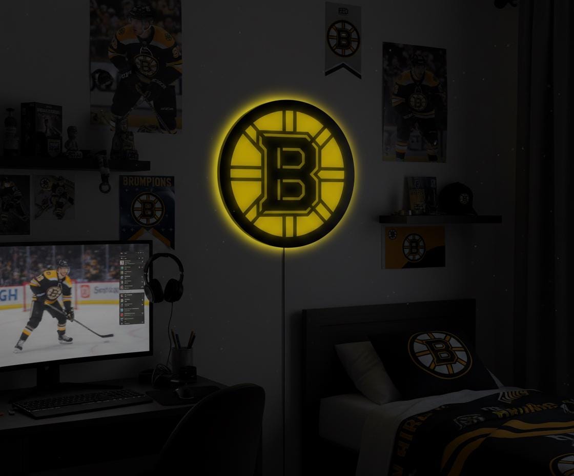 Boston Bruins Wall Art - Team Logo NHL Hockey Decor - Game Room Gift