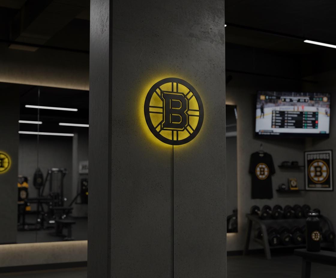 Boston Bruins Wall Art - Team Logo NHL Hockey Decor - Game Room Gift