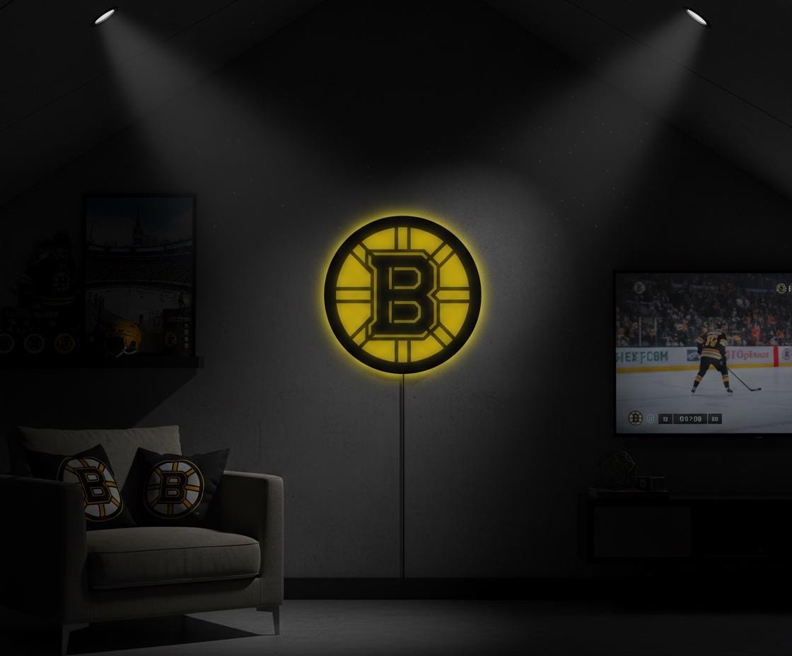 Boston Bruins Wall Art - Team Logo NHL Hockey Decor - Game Room Gift