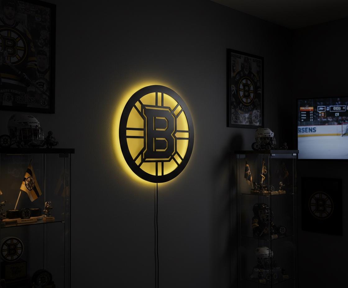 Boston Bruins Wall Art - Team Logo NHL Hockey Decor - Game Room Gift