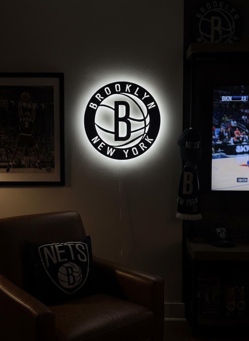 Brooklyn Nets Wall Art - NBA Team Logo Decor for Game Room