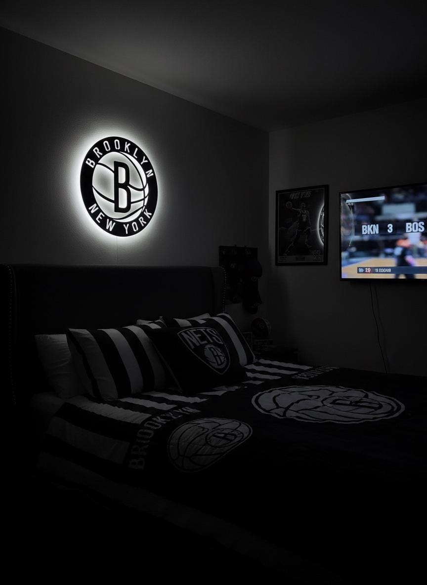 Brooklyn Nets Wall Art - NBA Team Logo Decor for Game Room