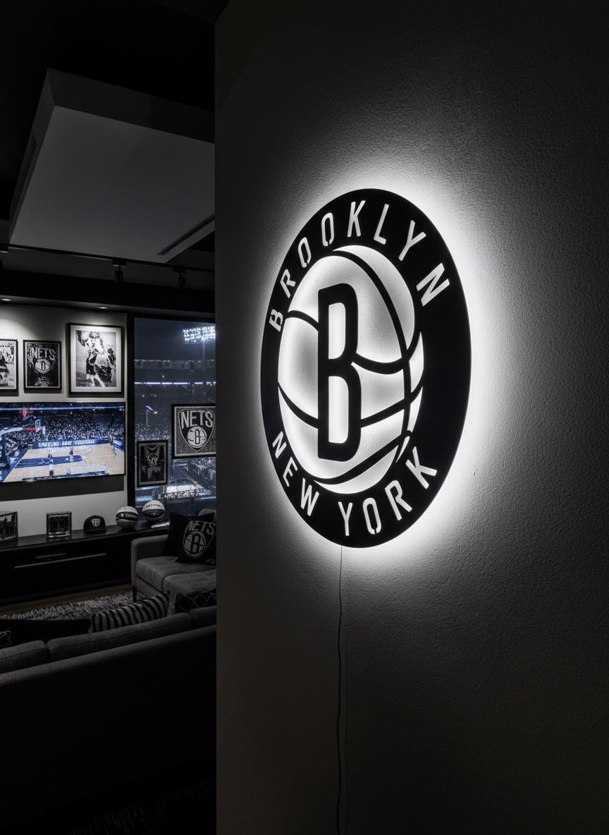 Brooklyn Nets Wall Art - NBA Team Logo Decor for Game Room