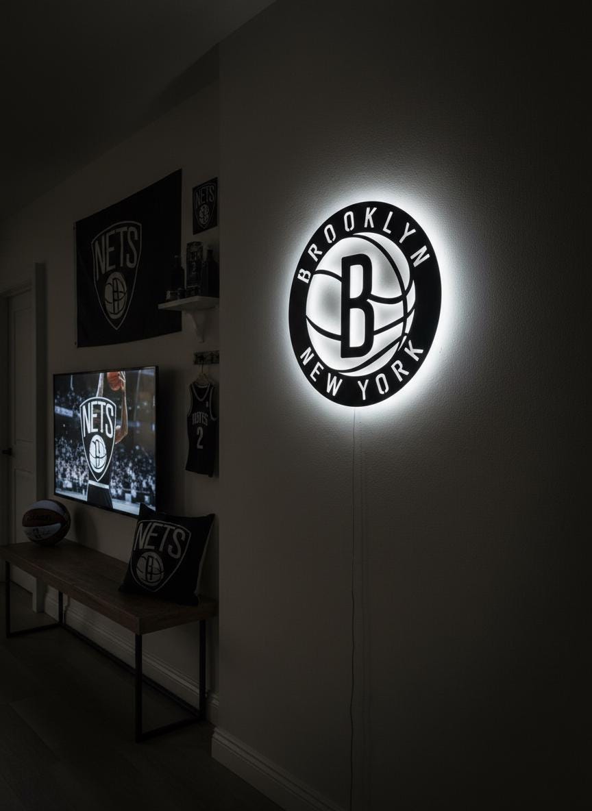 Brooklyn Nets Wall Art - NBA Team Logo Decor for Game Room