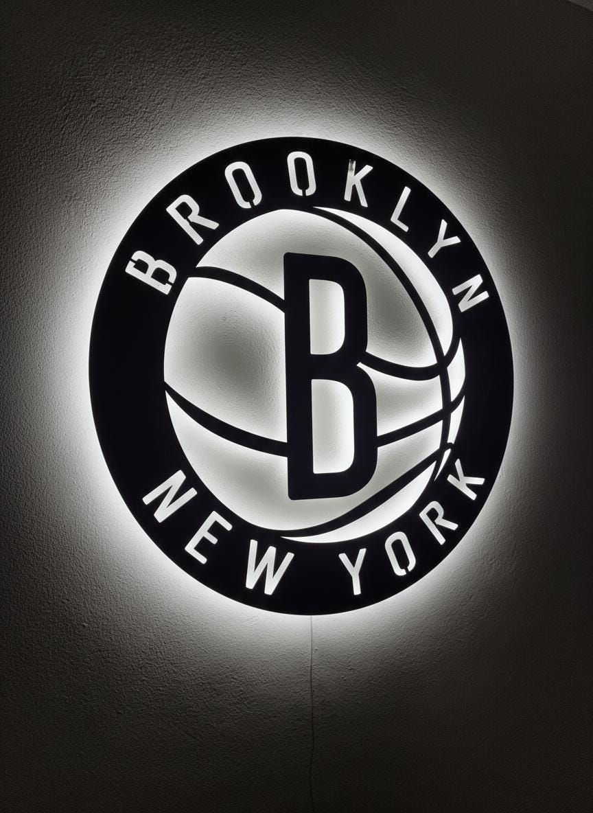 Brooklyn Nets Wall Art - NBA Team Logo Decor for Game Room