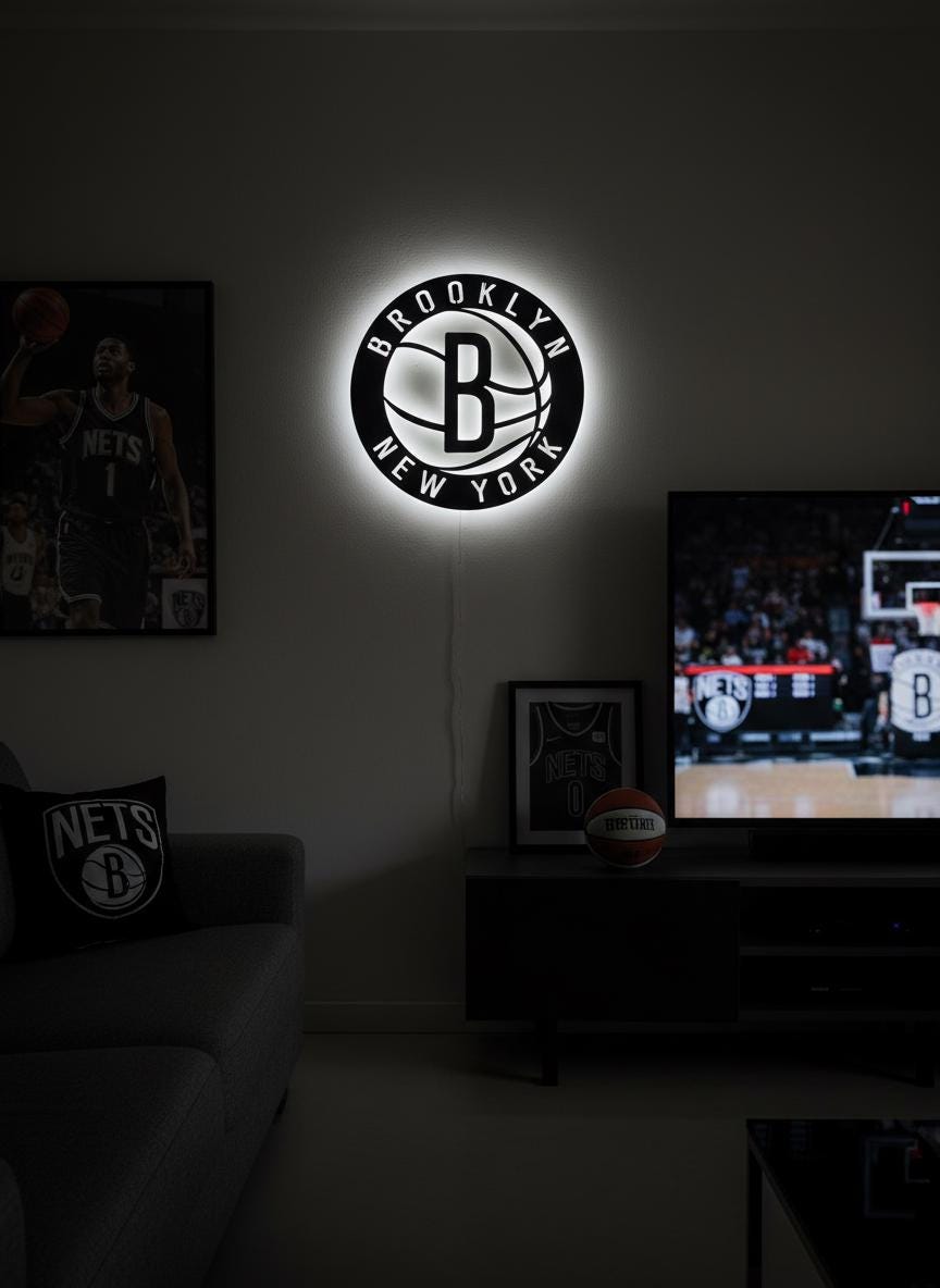 Brooklyn Nets Wall Art - NBA Team Logo Decor for Game Room