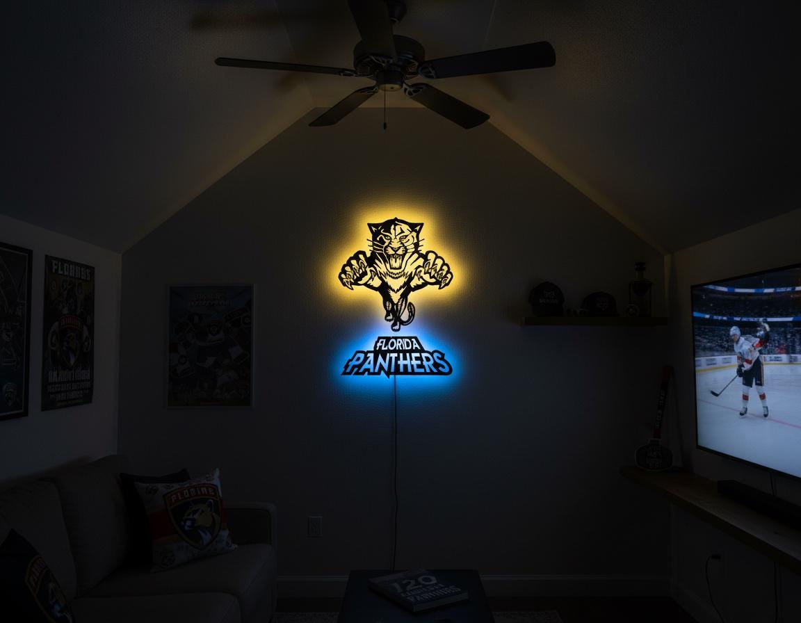Carolina Panthers Wall Art - NFL Team Logo Sign - Game Room Decor