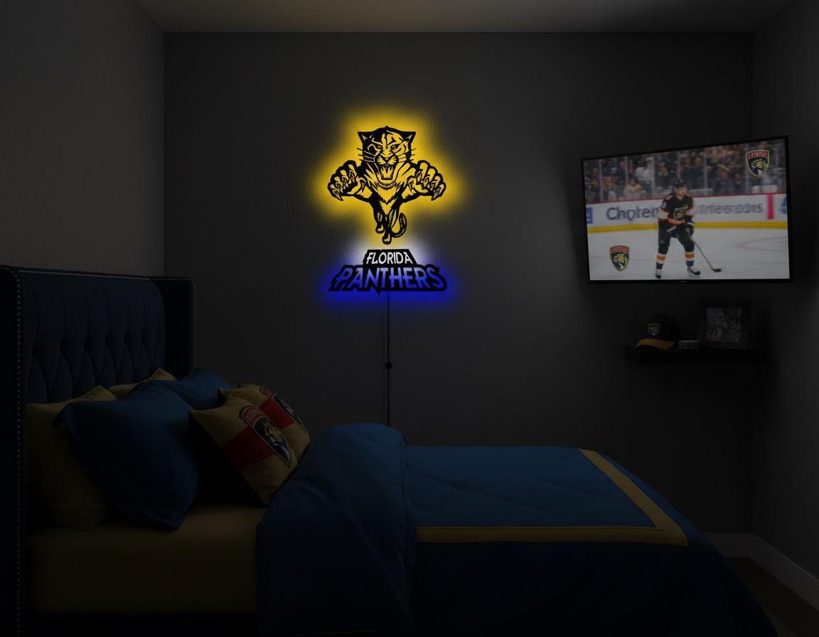 Carolina Panthers Wall Art - NFL Team Logo Sign - Game Room Decor