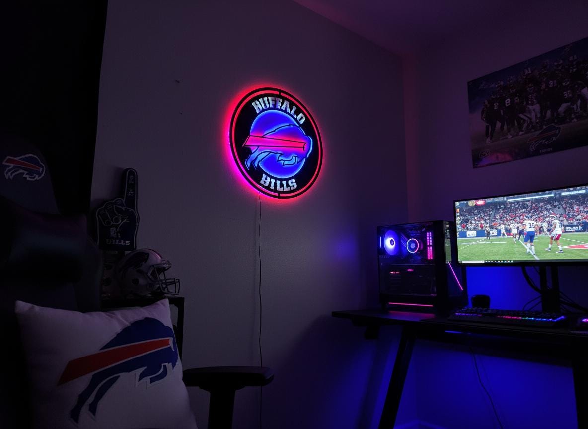 Buffalo Bills Wall Art - Official NFL Football Team Logo Game Room Decor