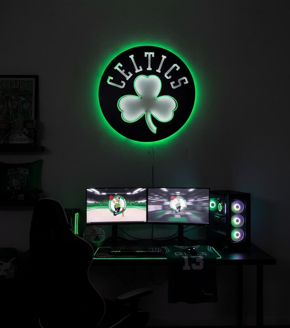 Boston Celtics Wall Art - NBA Team Logo Decor - Game Room Gift