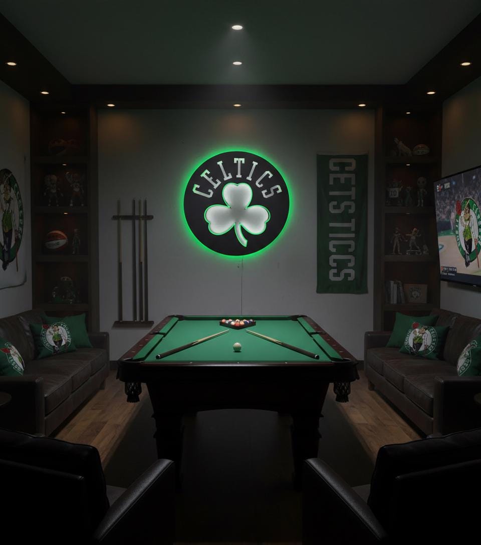 Boston Celtics Wall Art - NBA Team Logo Decor - Game Room Gift
