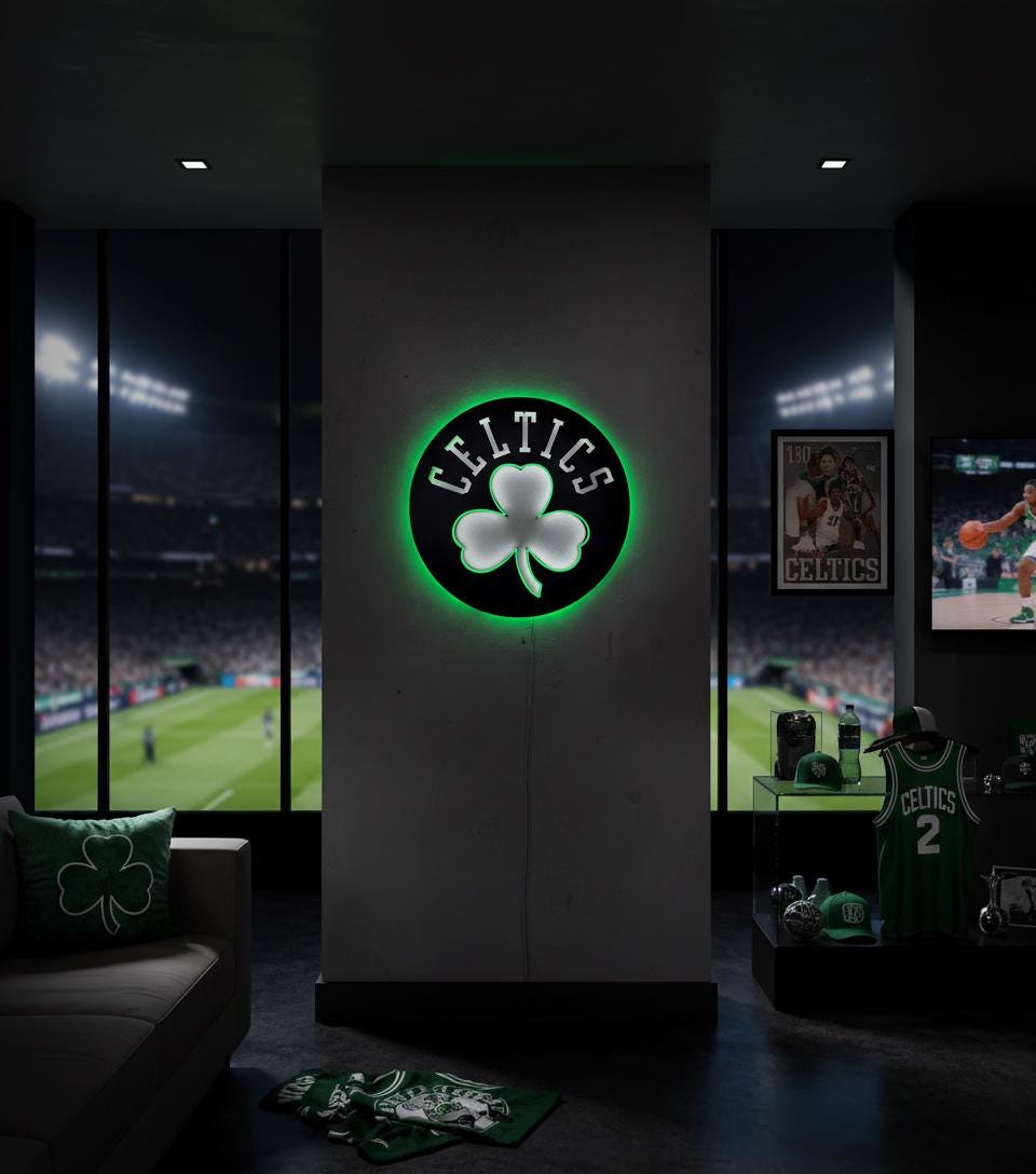 Boston Celtics Wall Art - NBA Team Logo Decor - Game Room Gift