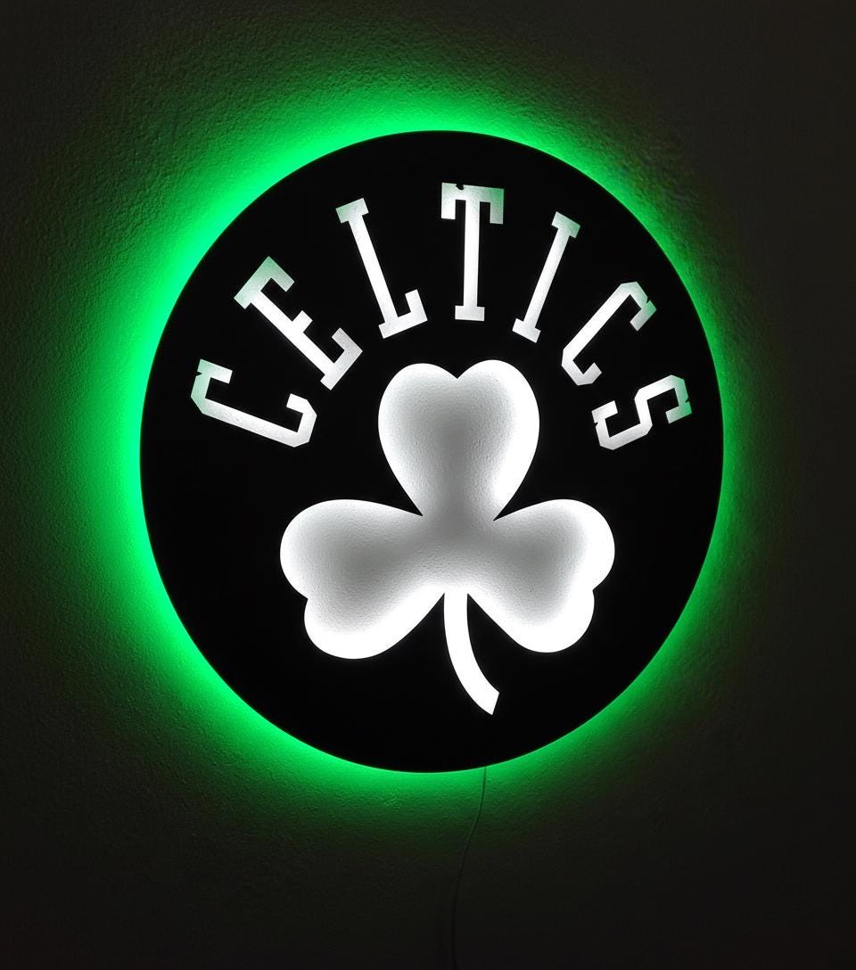Boston Celtics Wall Art - NBA Logo Basketball Decor Man Cave Gift