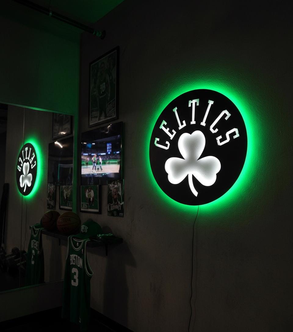 Boston Celtics Wall Art - NBA Logo Basketball Decor Man Cave Gift