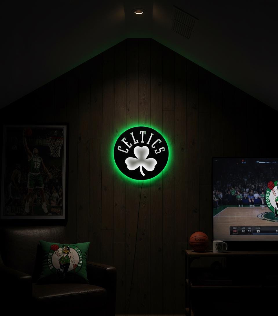 Boston Celtics Wall Art - NBA Logo Basketball Decor Man Cave Gift