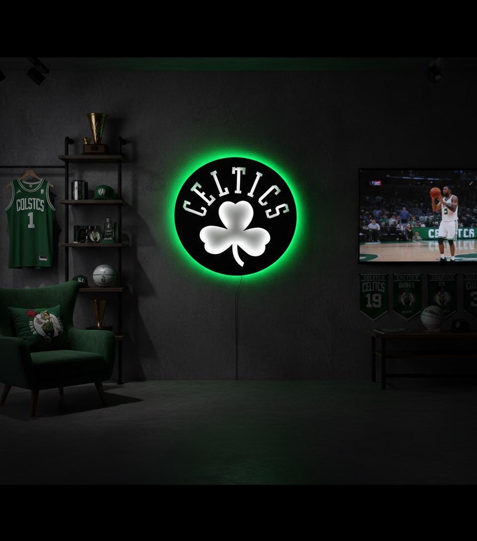 Boston Celtics Wall Art - NBA Logo Basketball Decor Man Cave Gift