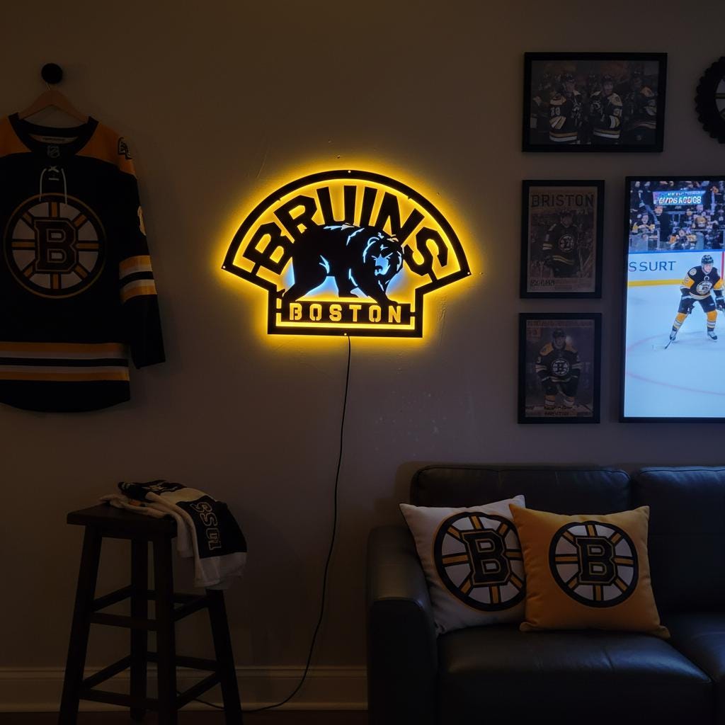 Boston Bruins Wall Art - Official Team Logo Hockey Decor Game Room Gift