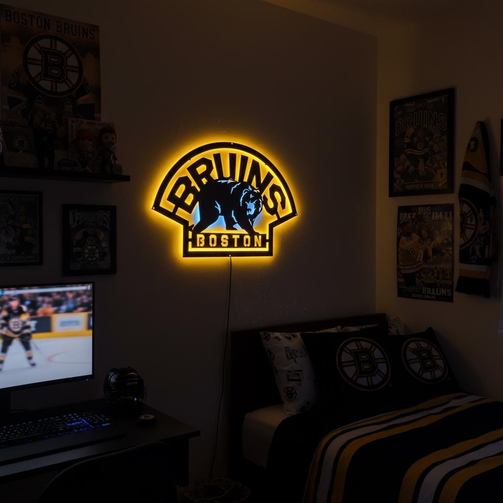 Boston Bruins Wall Art - Official Team Logo Hockey Decor Game Room Gift